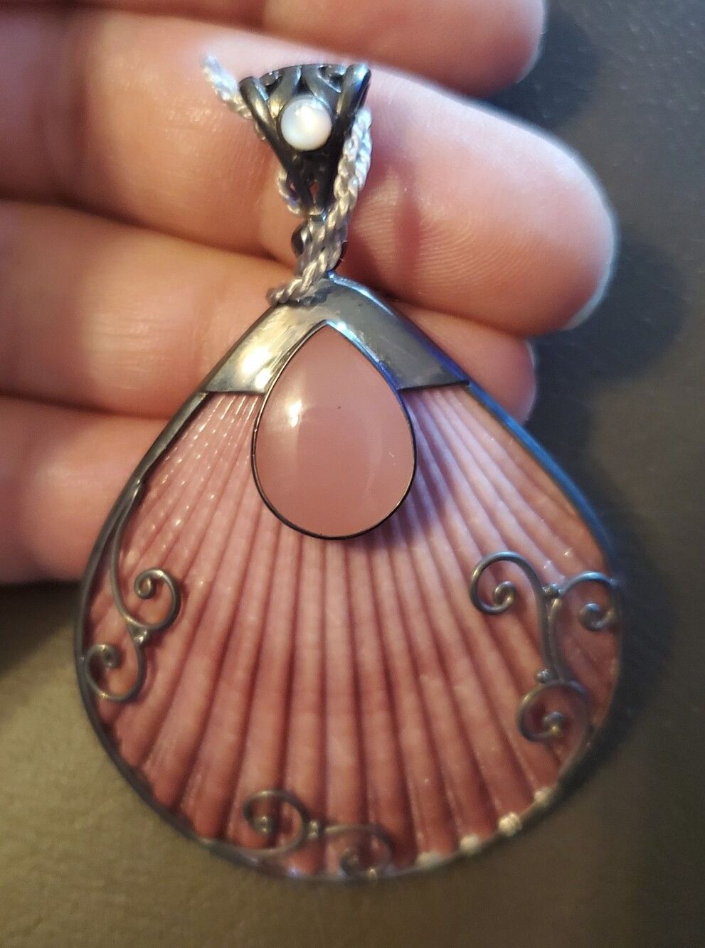 Starborn Creations 925 Silver Pendant With Natural Shell, Mother Of Pearl And...